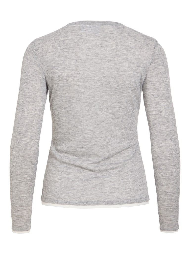 Vielianne langærmet bluse - Light Grey Melange
